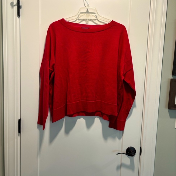 Eileen Fisher Red Wool Crew Neck Dropped SLV Sweater Top XL - Picture 1 of 7